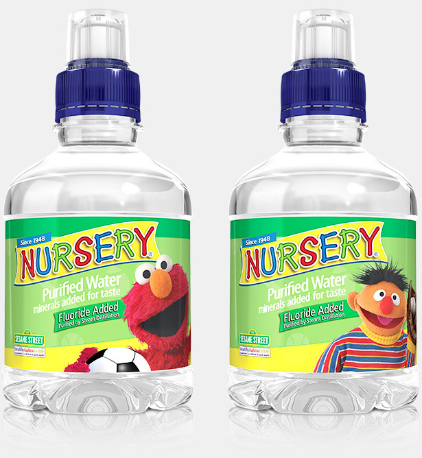 nursery water sesame street characters on bottles